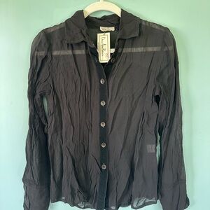 Sheer Black Button Down Shirt by Neesh by D.A.R.